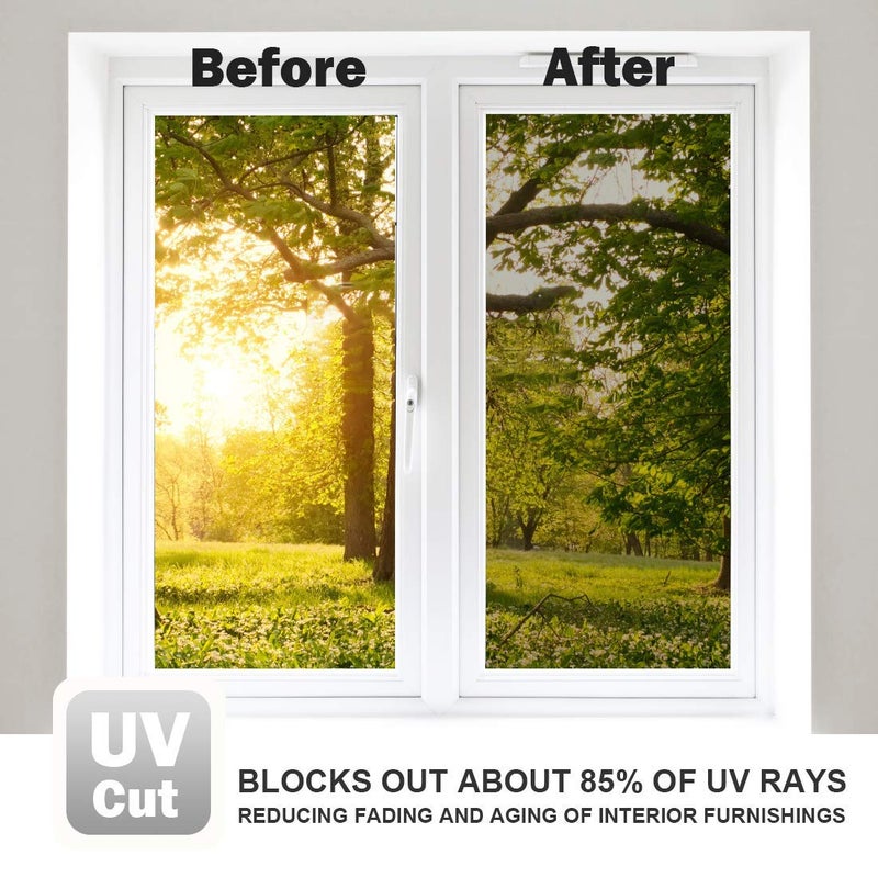 WPCTEV Window Film One Way Mirror Film Privacy Static Non-Adhesive Decorative Heat Control Anti UV Window Tint for Home and Office Silver 6 Mil 17.7 Inch x 16.4 Feet - Image 5